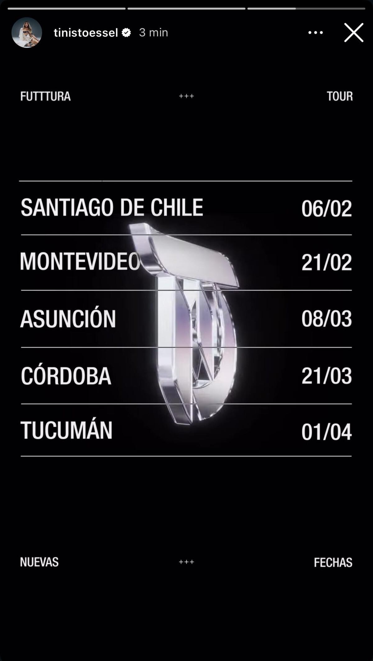Tini Stoessel confirmó el tour de Futttura y sumó la novena fecha en Tecnópolis (Captura de pantalla)