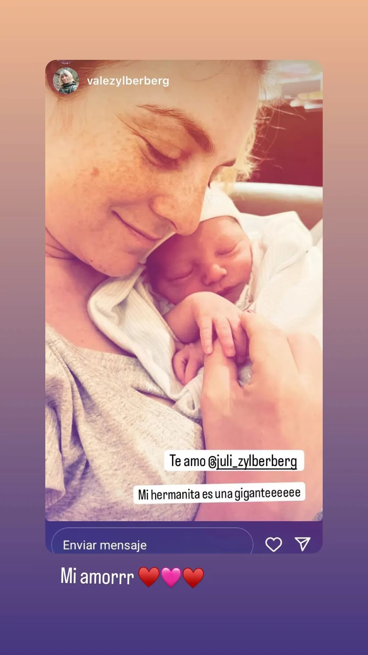 La publicación de la hermana de la actriz que compartió en su Instagram. (Foto: captura de pantalla)