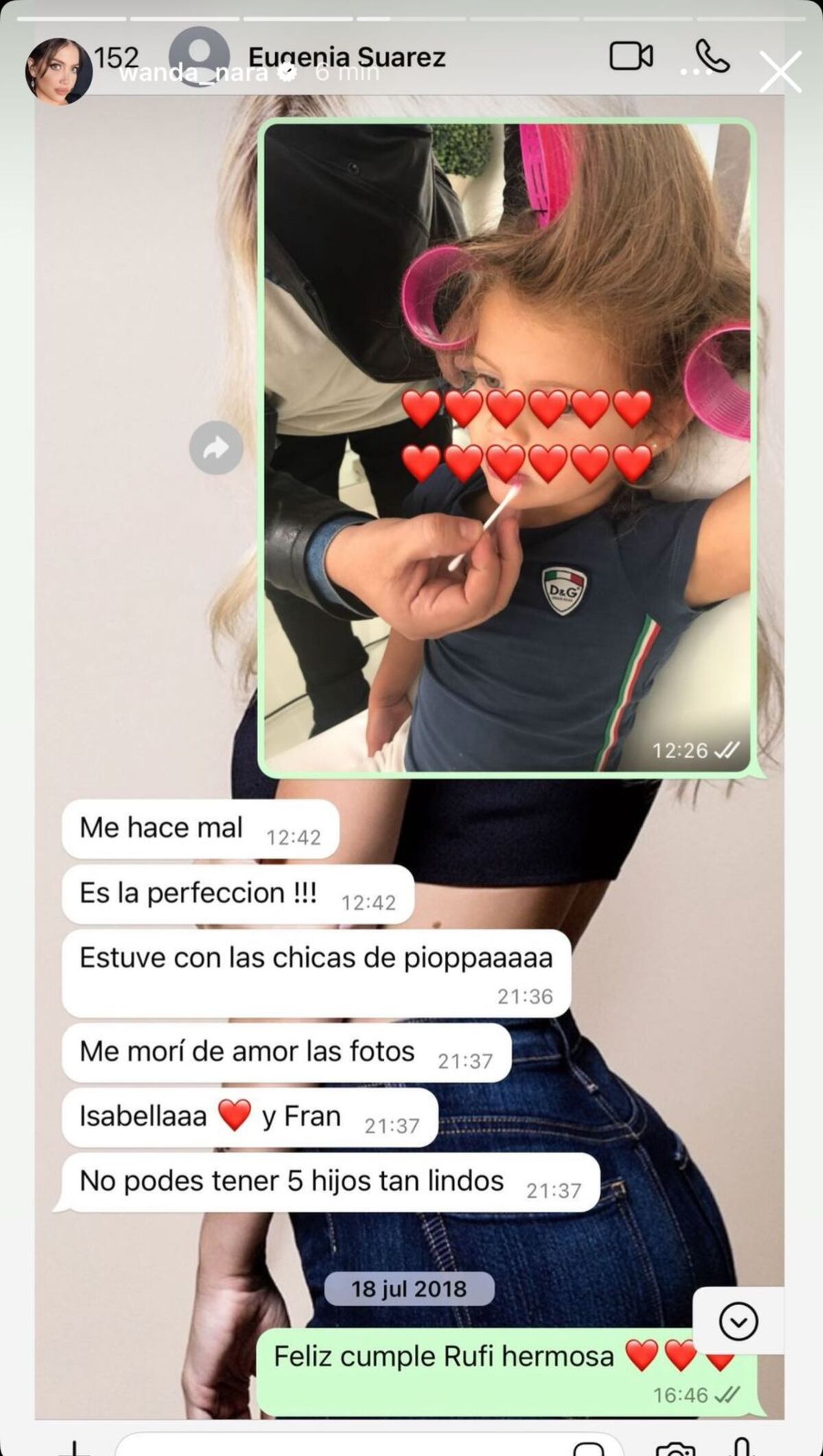 Los chats de Wanda Nara con China Suárez antes de la infidelidad de Mauro Icardi (Captura de pantalla)