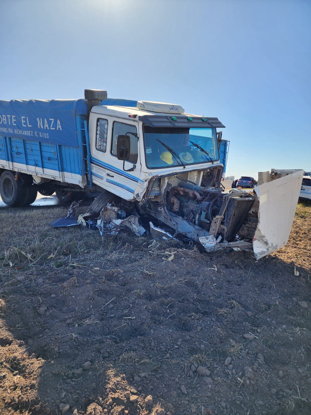 Así quedó el camión luego de chocar contra el auto. (Policía)