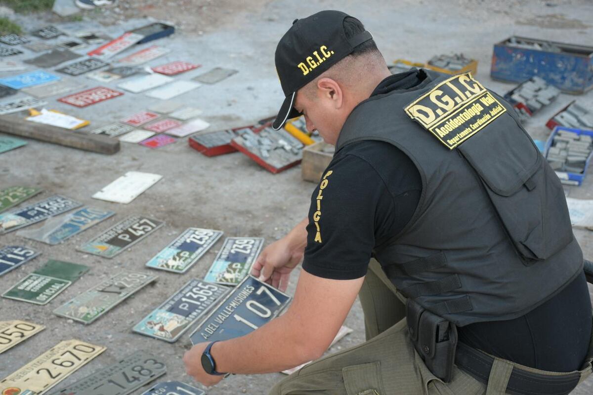 Secuestro de patentes truchas en barrio Pueyrredón (Policía).