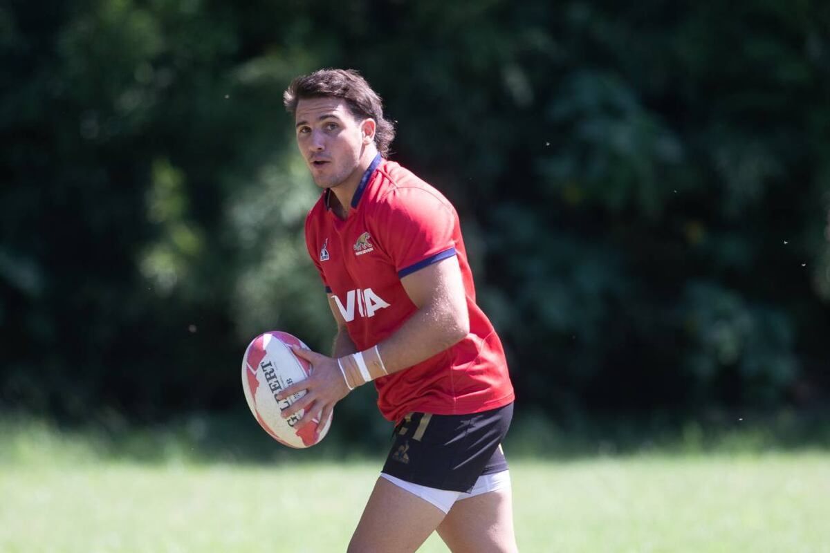 Facundo Pueyrredón, en un entrenamiento con Los Pumas 7s. (Prensa UAR / Gonzalo Prados)