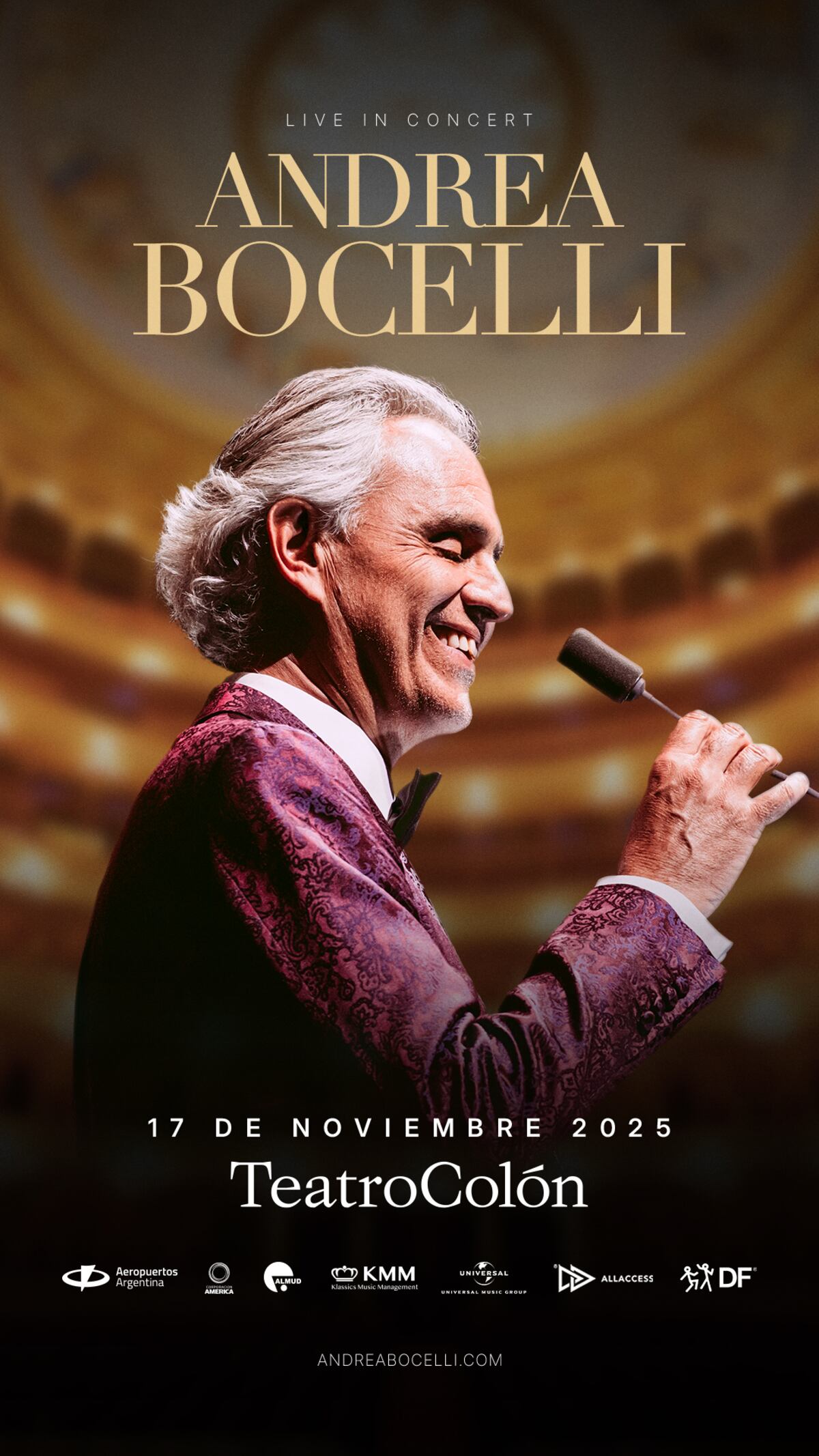 Andrea Bocelli, en el Teatro Colón. (Captura)