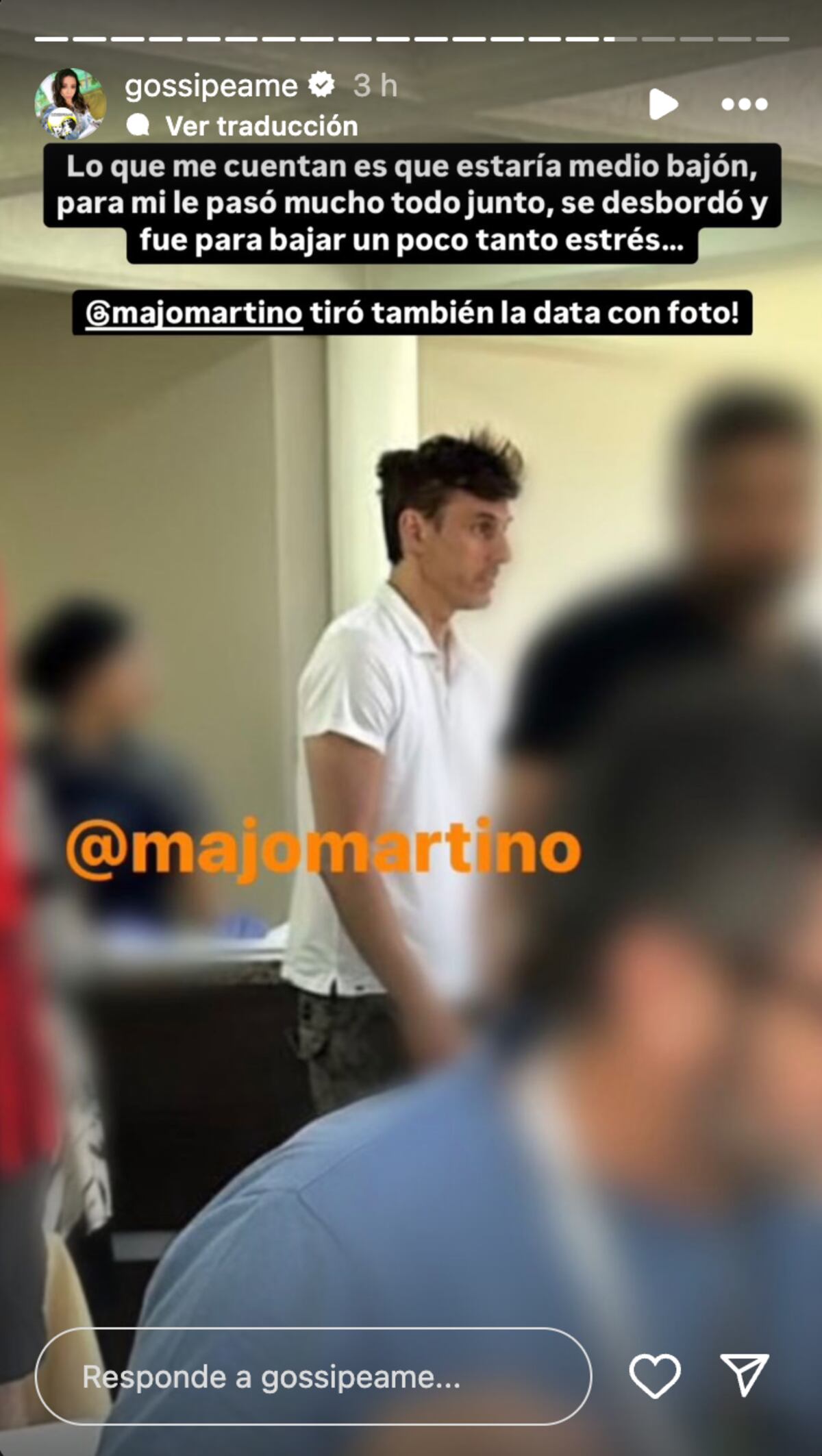 La información que brindó Pochi de Gossipeame en Instagram sobre el ingreso de Roberto García Moritán en una clínica de rehabilitación. (Fotos: captura de pantalla)