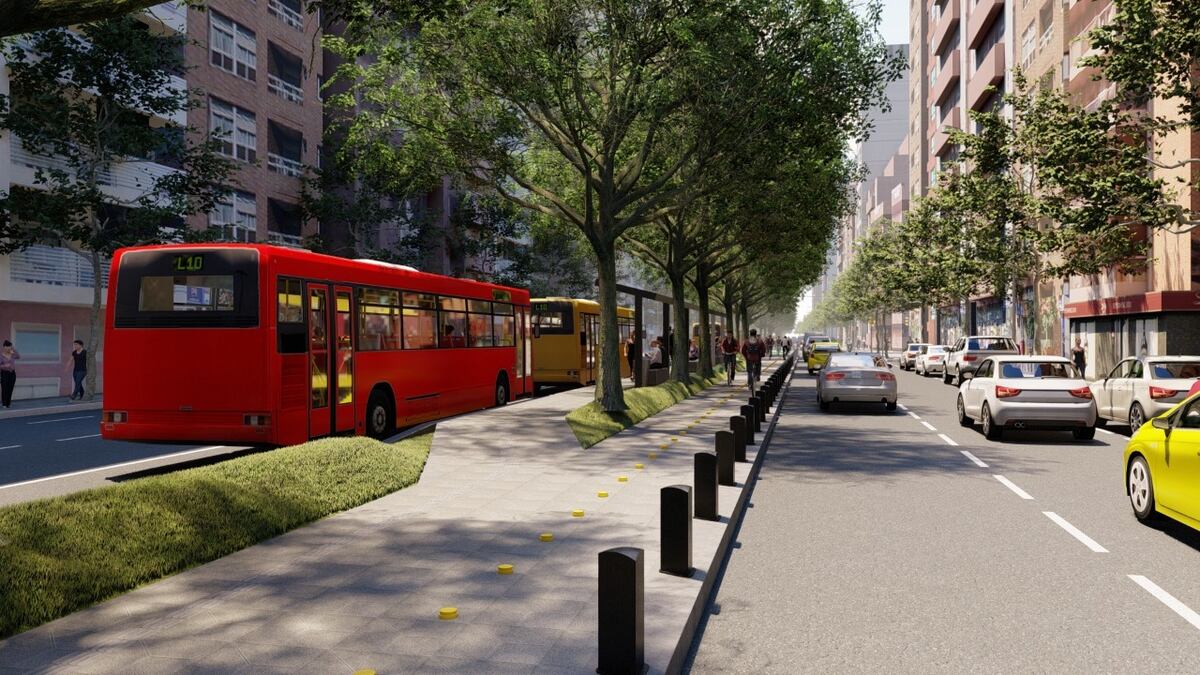 Así se vería. Render del proyecto con un nuevo cantero central (Municipalidad).