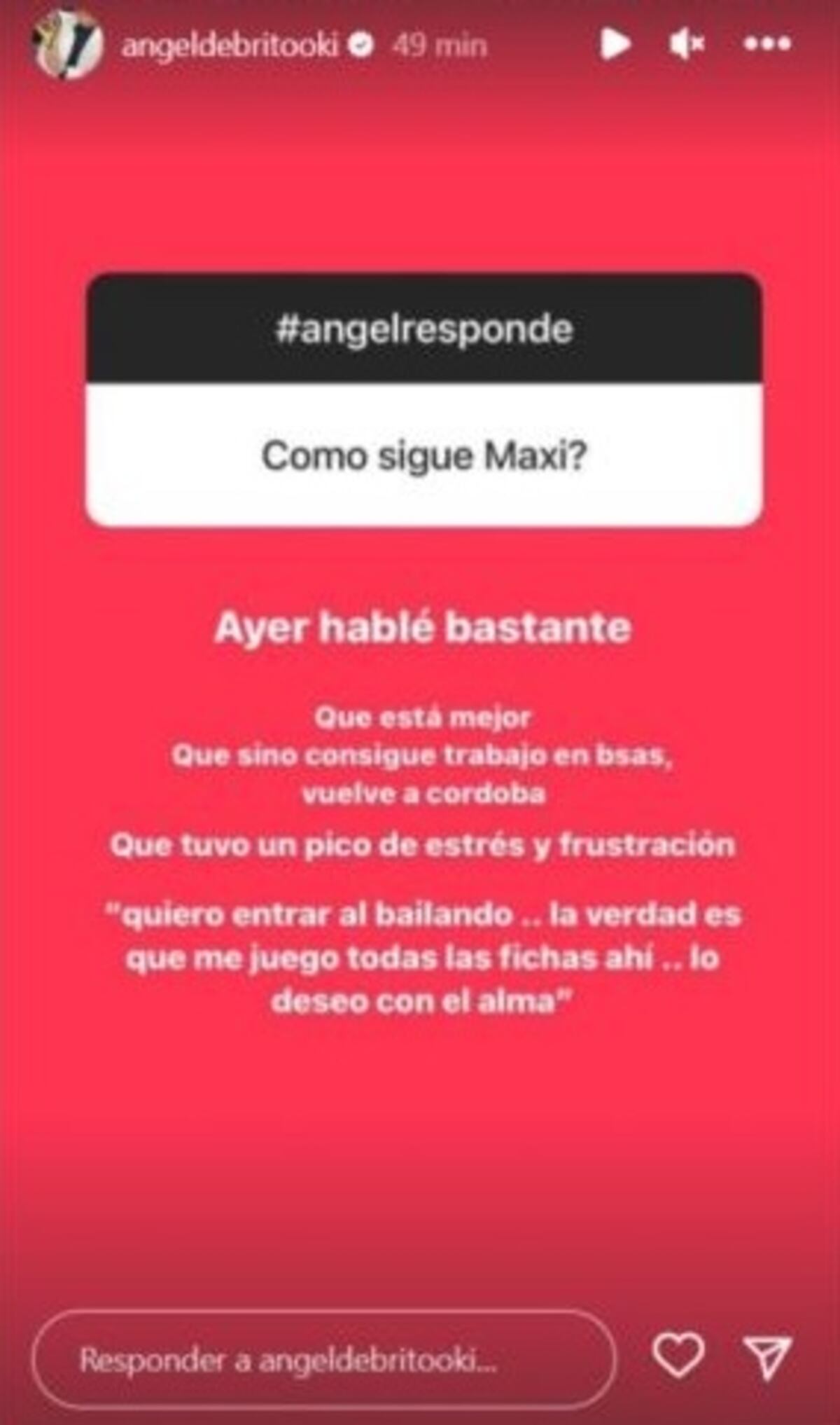 De Brito contó qué habló con Maxi tras su episodio. (Instagram Ángel De Brito)