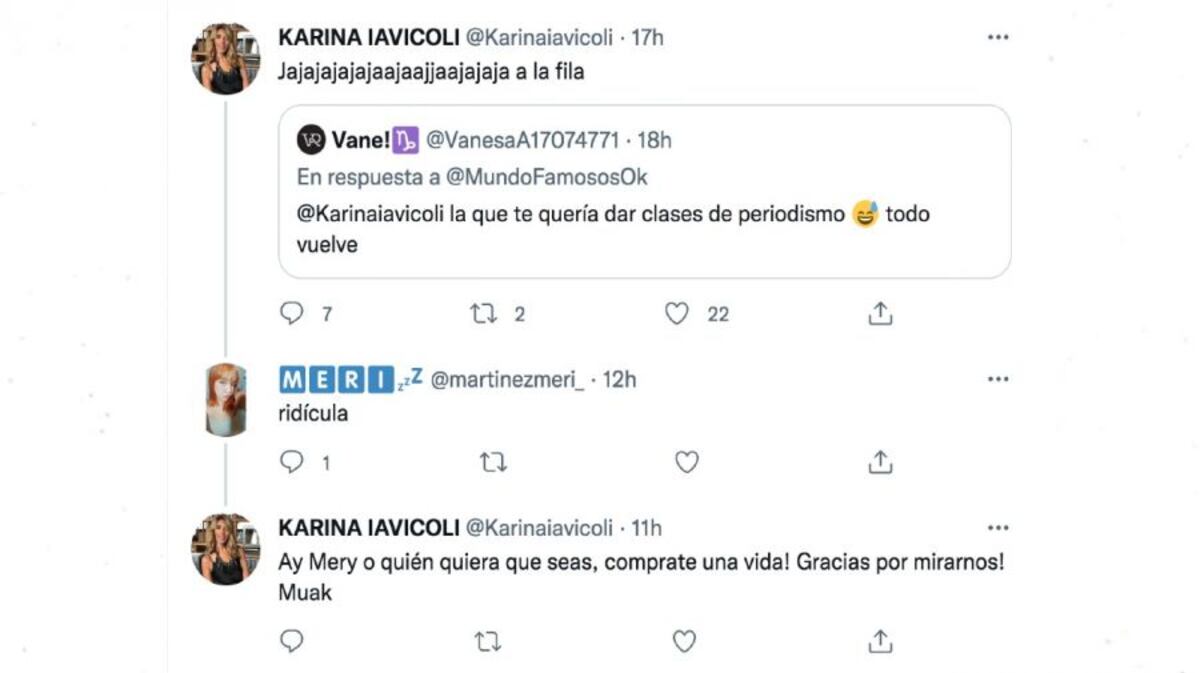 La publicación de Karina Iavícoli riéndose del error de Estefanía Berardi.