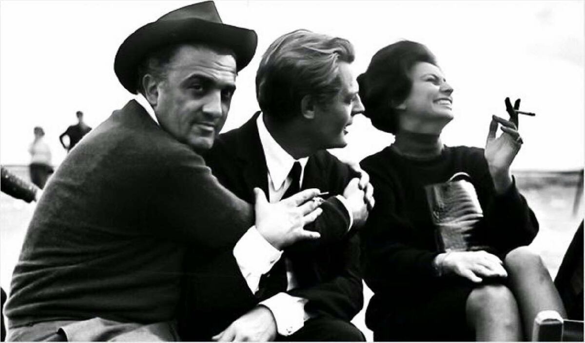 Federico Fellini, Marcello Mastroianni y Sofía Loren en una imagen de archivo.