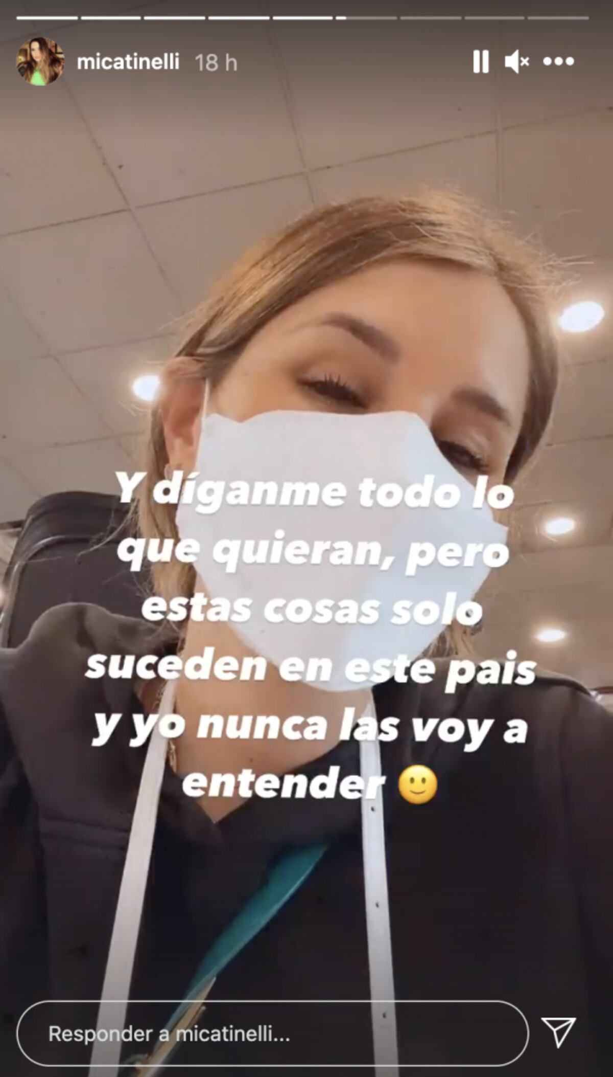 Las historias de Mica Tinelli indignada por tener que hisoparse tras volver de Miami