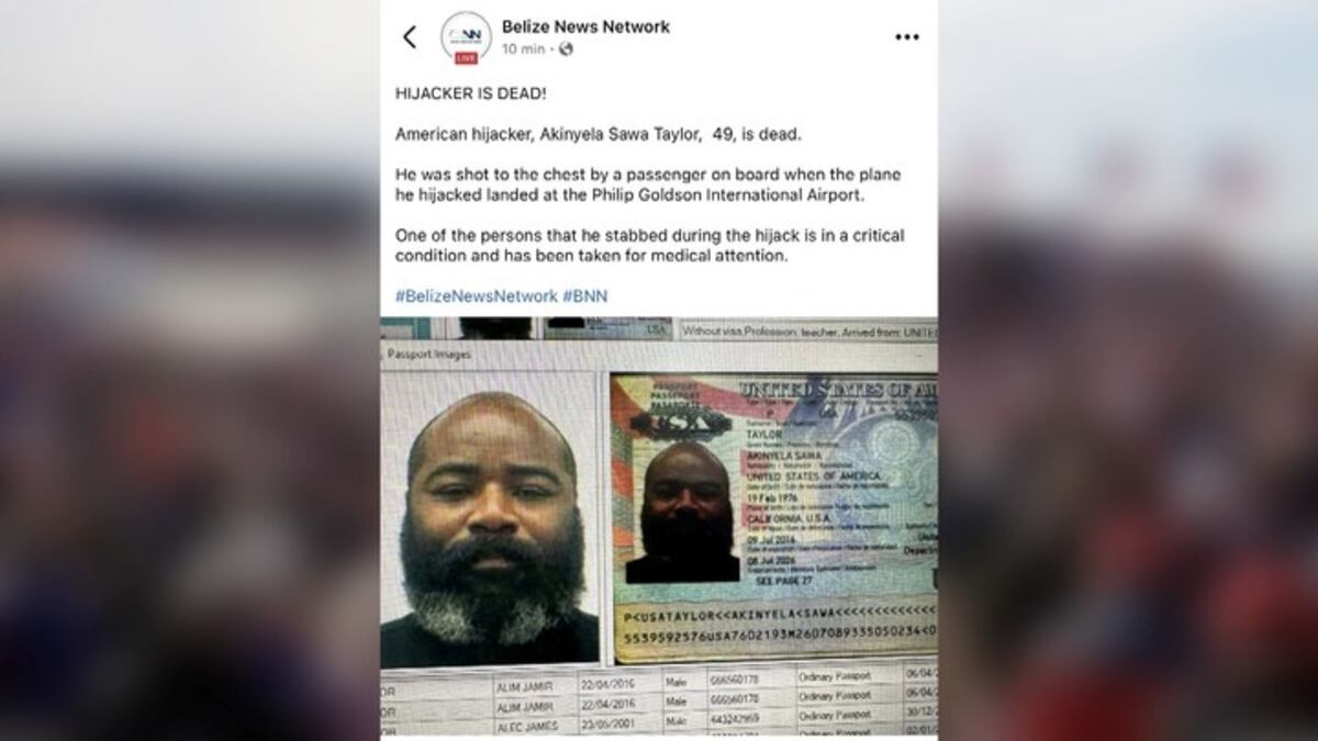 Belice. El secuestrador del avión fue abatido.