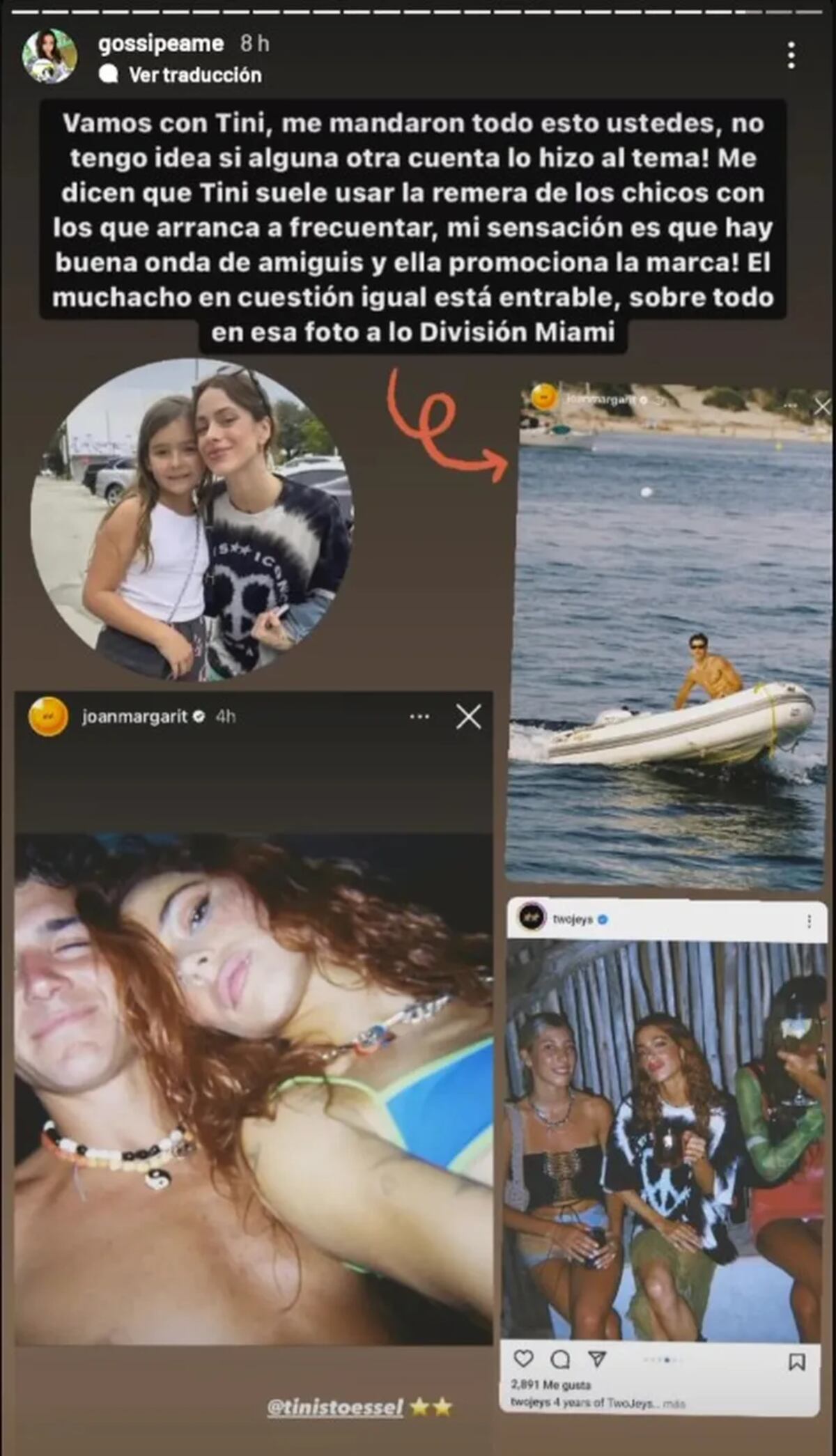 Las fotos de la remera que Tini y Biel compartieron. (Foto: Captura de pantalla)