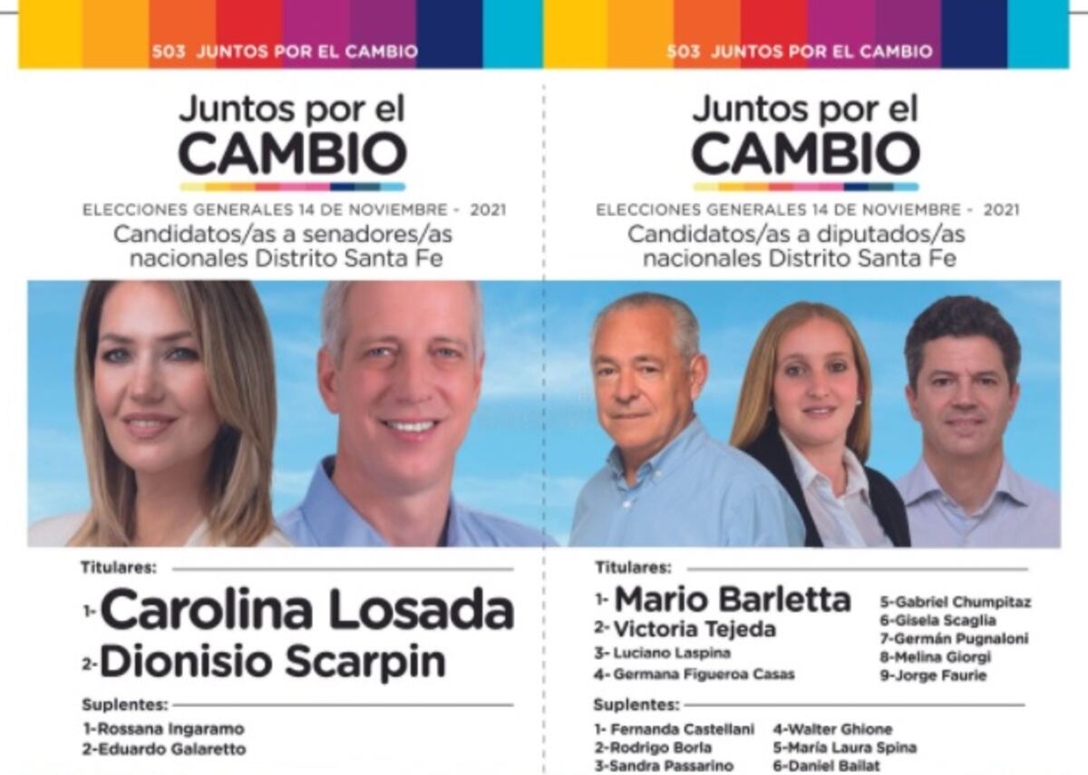 Boleta de Juntos por el Cambio Santa Fe.