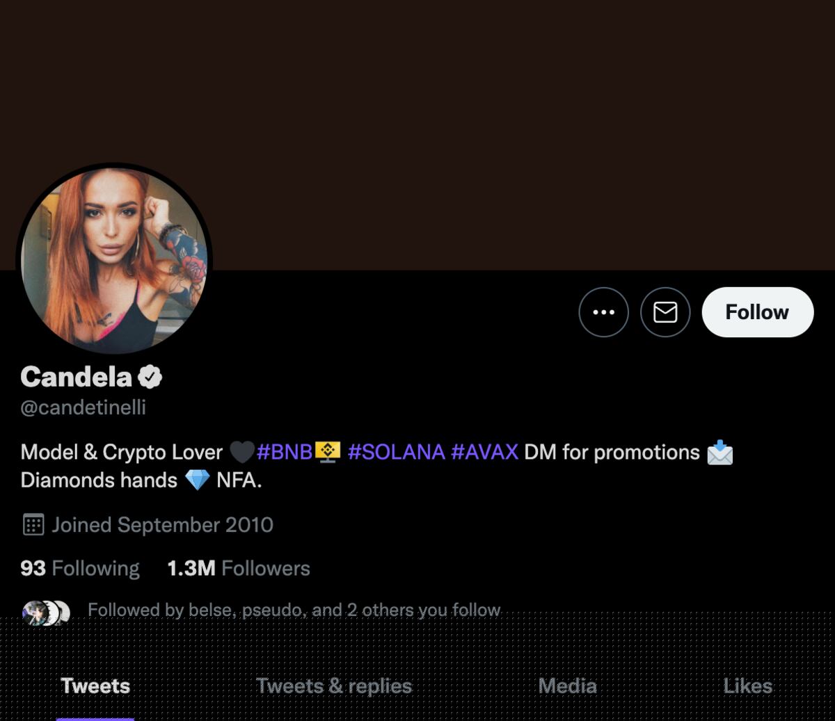 La nueva foto de perfil y descripción de Cande en Twitter tras ser hackeada