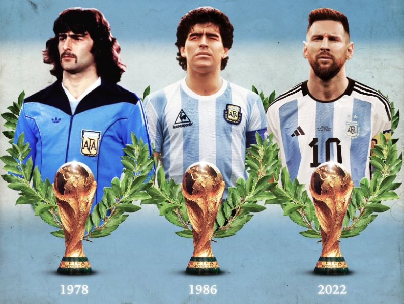 Kempes, Maradona y Messi, los hombres que pudieron. / gentileza: peloteros.com.ec