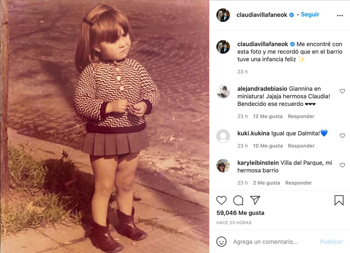 La imagen inédita con la que Claudia Villafañe recordó su infancia en Instagram.