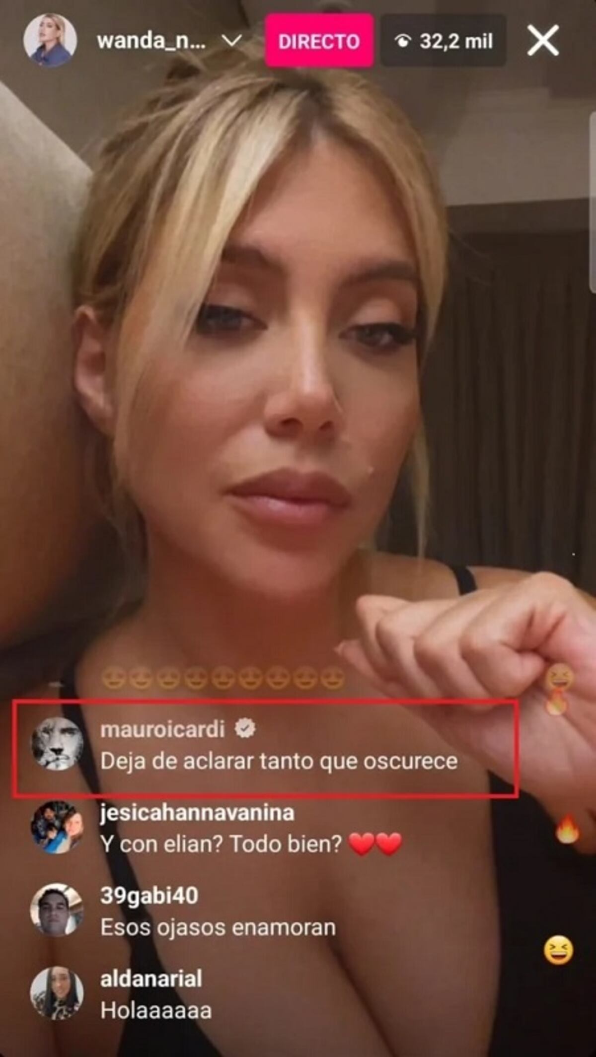 Mauro Icardi comentó un vivo de Instagram de su ex, Wanda Nara. (Gentileza Ciudad Magazine).
