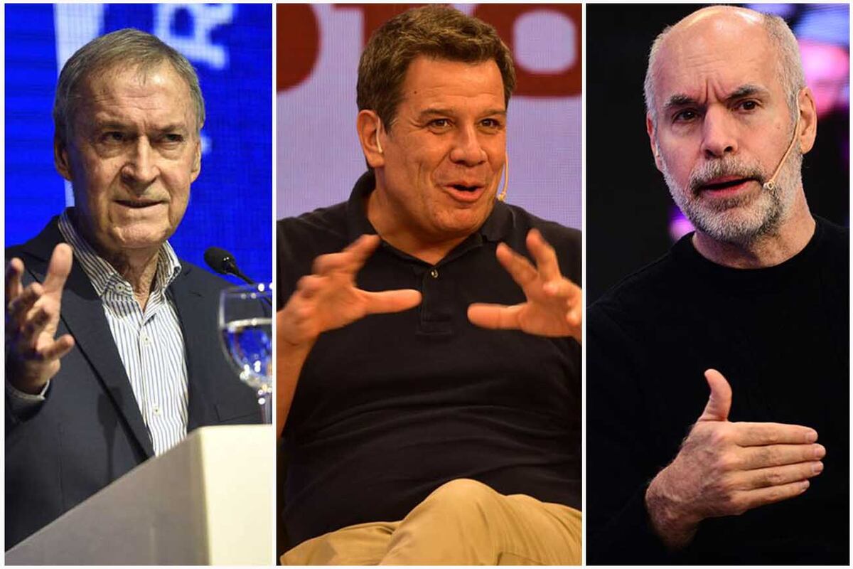 Coincidencias. Juan Schiaretti, Facundo Manes y Horacio Rodríguez Larreta tienen muchas coincidencias sobre un modelo de país. Tal vez puedan volver a sentarse a construir un nuevo espacio. (La Voz / Archivo)