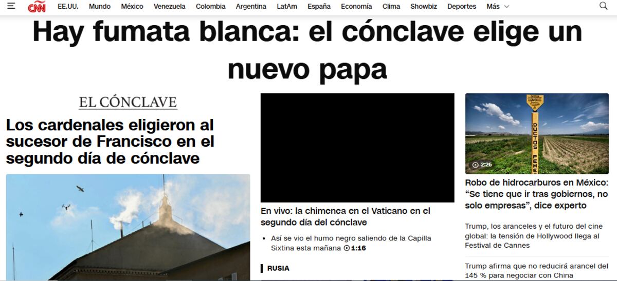 Habemus Papam: cómo reaccionaron los portales de noticias del mundo. (captura)