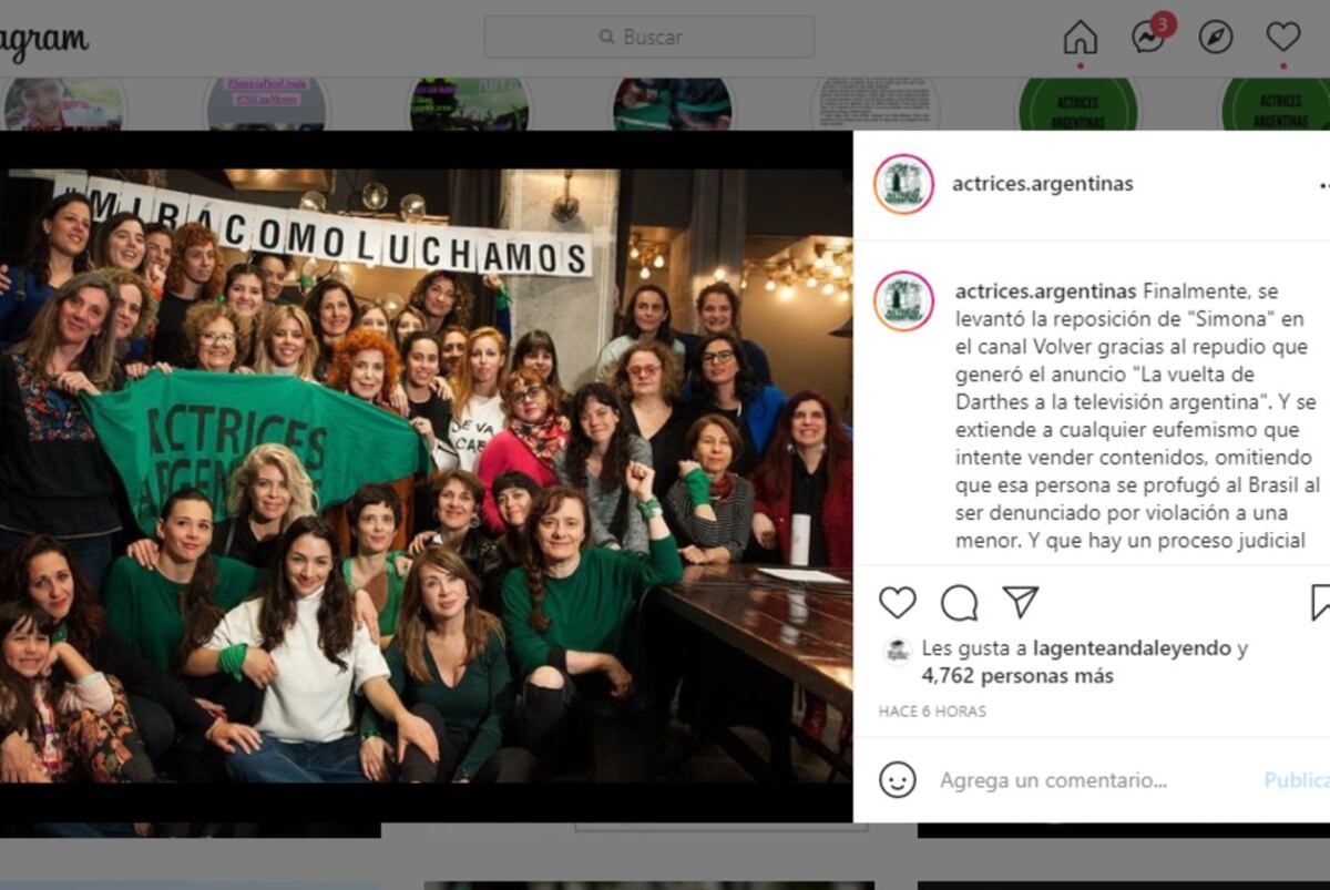 Actrices Argentinas, el comunicado que compartieron en las redes (Captura de pantalla).