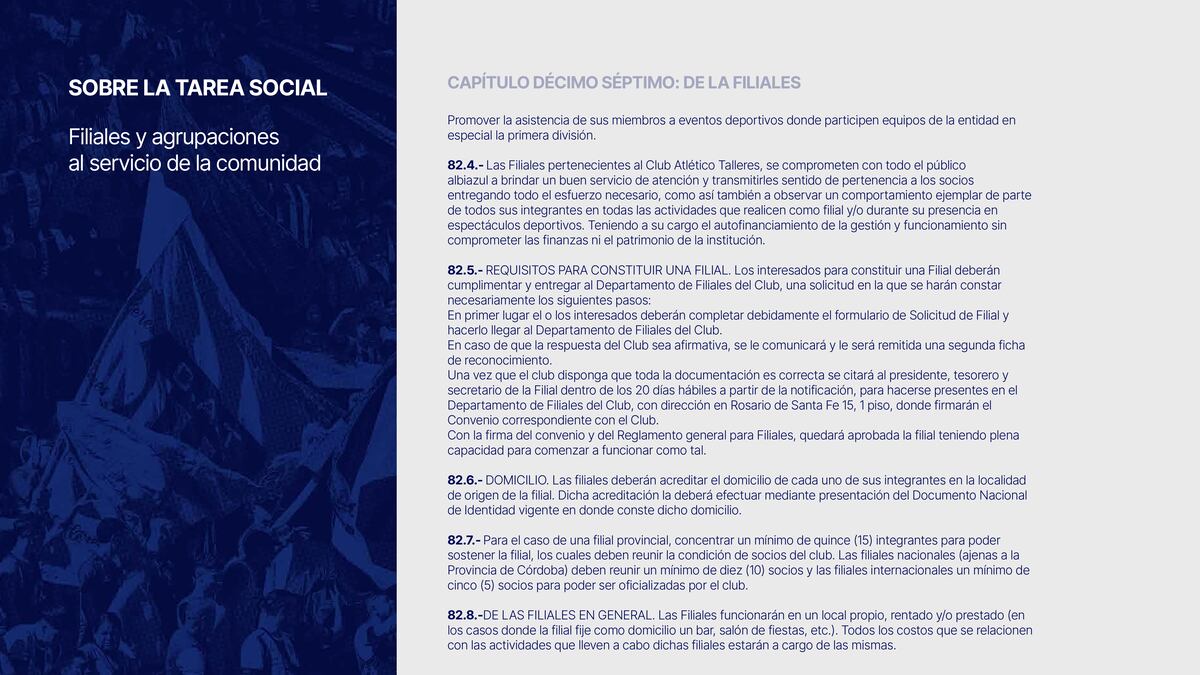 La modernización del estatuto de Talleres.