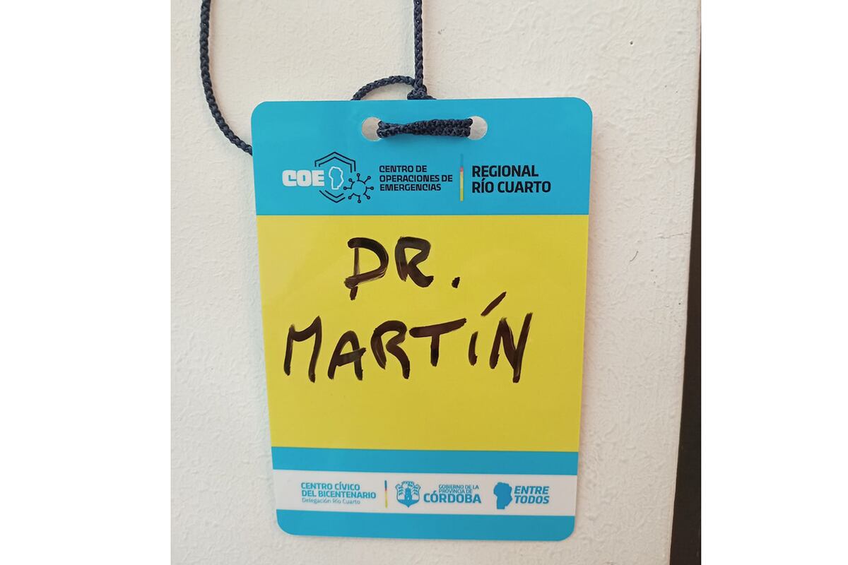 Martin actuaba como médico en el Centro de Operaciones de Emergencias (COE) de Río Cuarto. (La Voz)