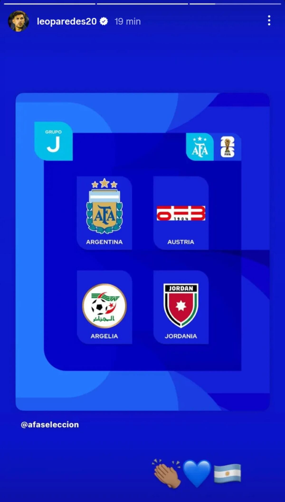 La reacción de los jugadores de la selección argentina tras el sorteo del Mundial. (Captura)