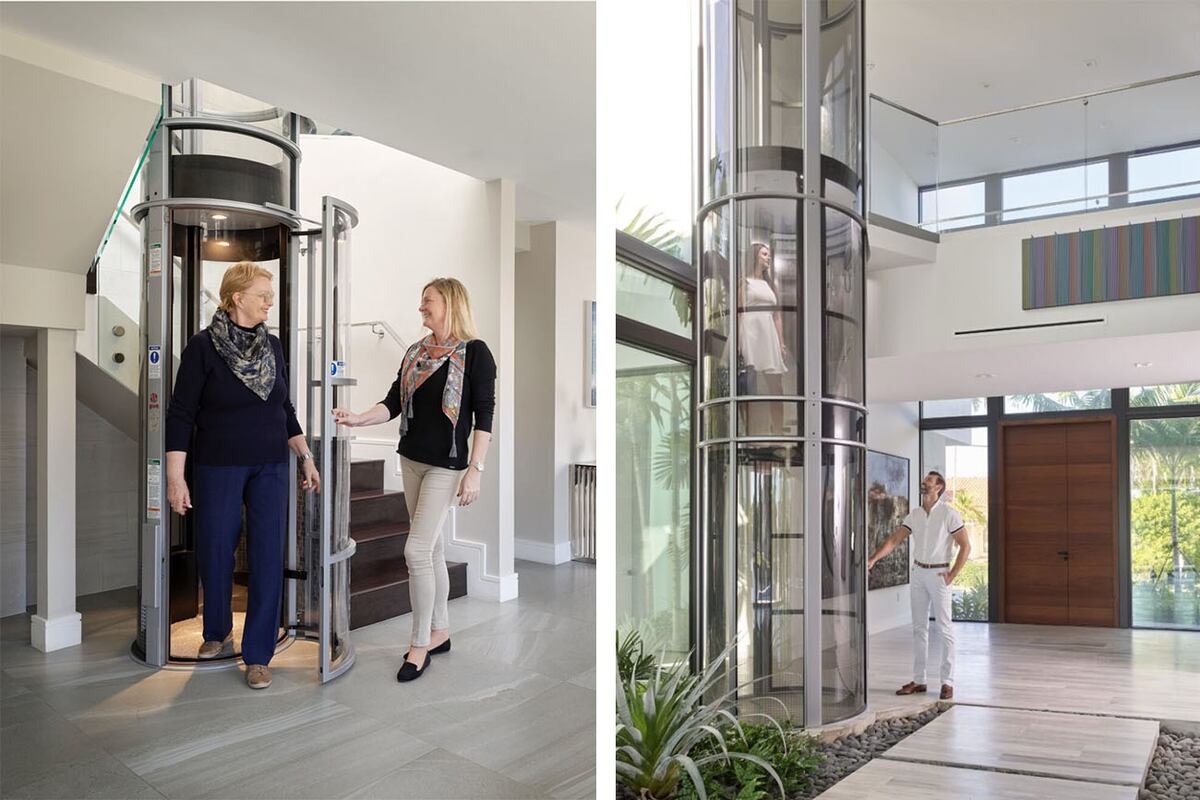 Los elevadores transportan hasta tres personas y/o una silla de ruedas con acompañante, dependiendo del modelo.