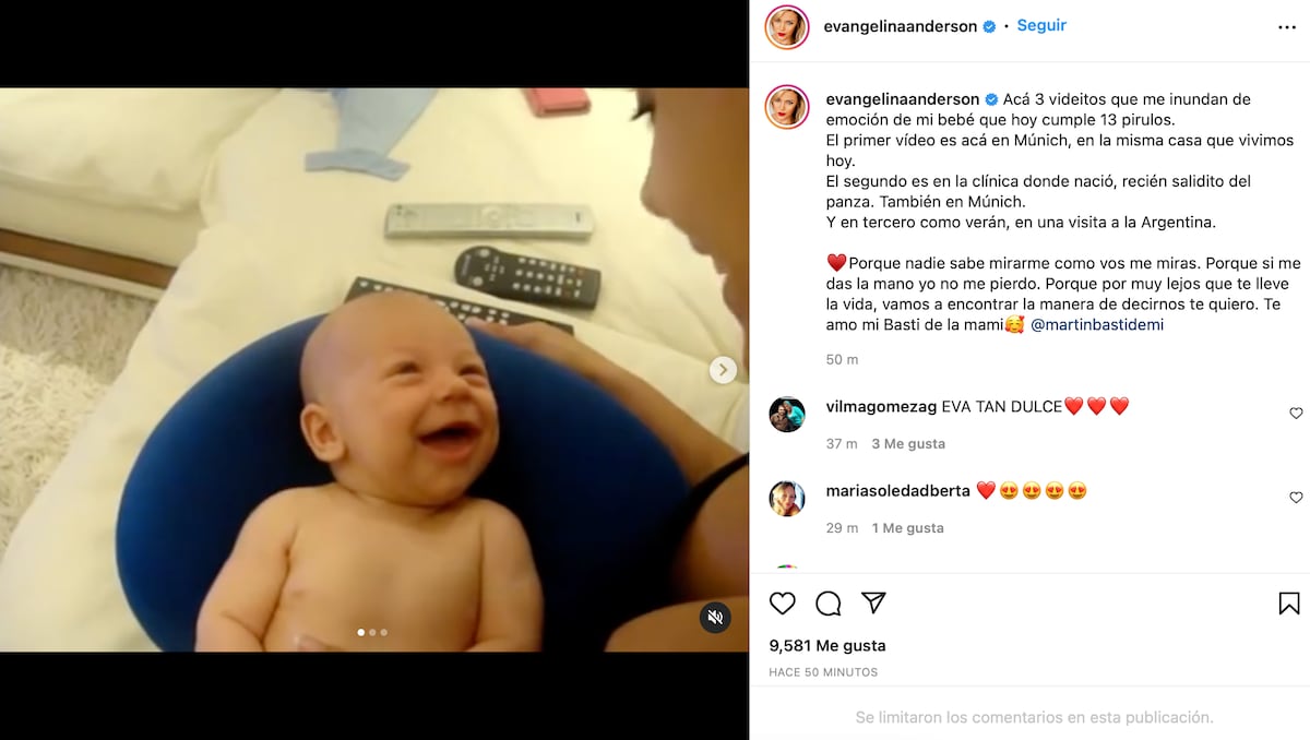 Evangelina Anderson celebró el cumpleaños número 13 de su hijo Bastián.