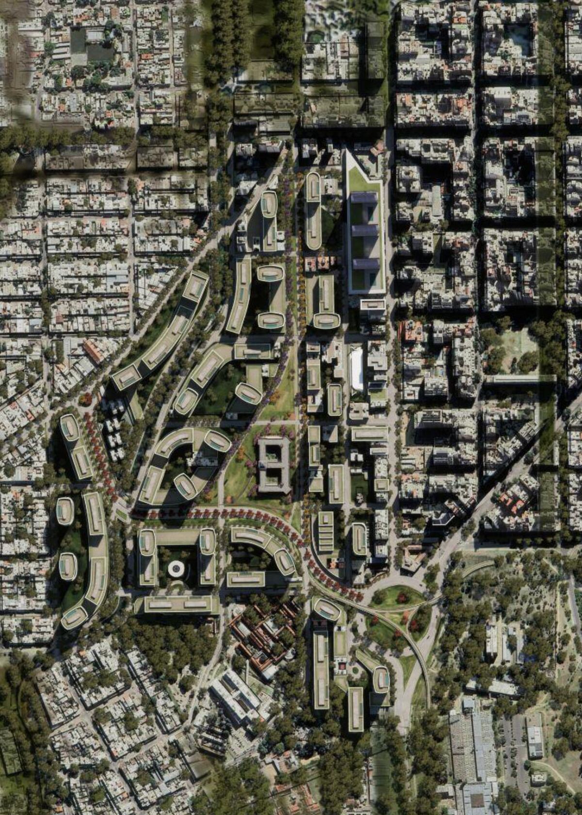 Render del proyecto para Güemes Sur: prevé torres de hasta 20 pisos, plazas, corredores verdes y un millón de metros cuadrados construidos sobre 30 hectáreas. La iniciativa es impulsada por 45 desarrollistas privados (La Voz).