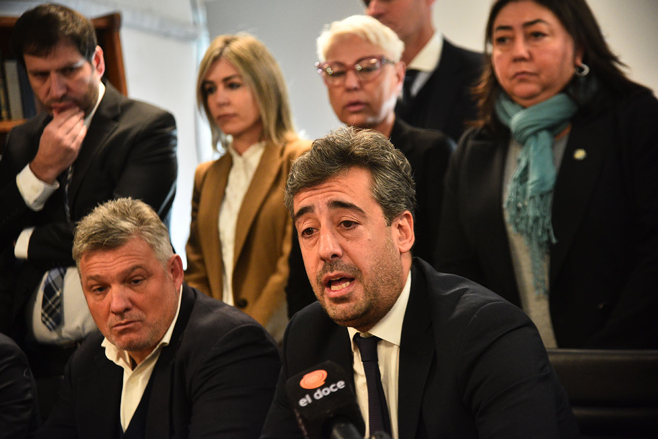 Respuesta. Acompañado por Aníbal Pardini, Segura dijo que los abogados no pueden estar conformes si no hay Justicia. (Pedro Castillo / La Voz)