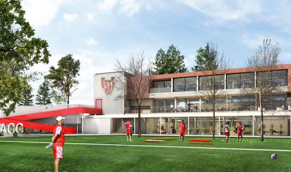 Así se verá el edificio desde la cancha en la que habitualmente entrena el plantel profesional (Foto: Prensa IACC).