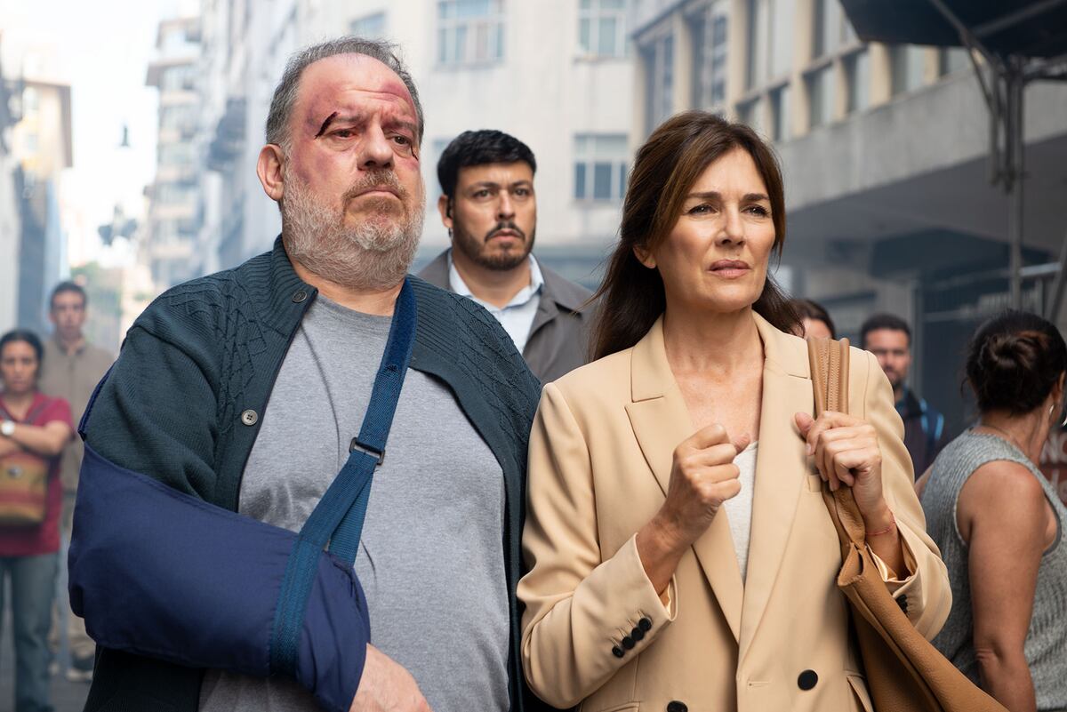 Andrea Frigerio junto a Guillermo Arengo, en La extorsión.