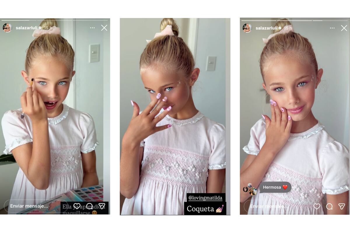Las fotos que Luciana Salazar compartió de Matilda con el maquillaje y las uñas que se hizo ella sola. (Fotos: Captura de pantalla)