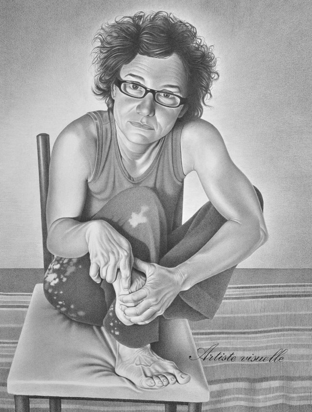 Obra de Fernando Alievi, retrato de Adriana Bustos (Prensa Sala Farina)
