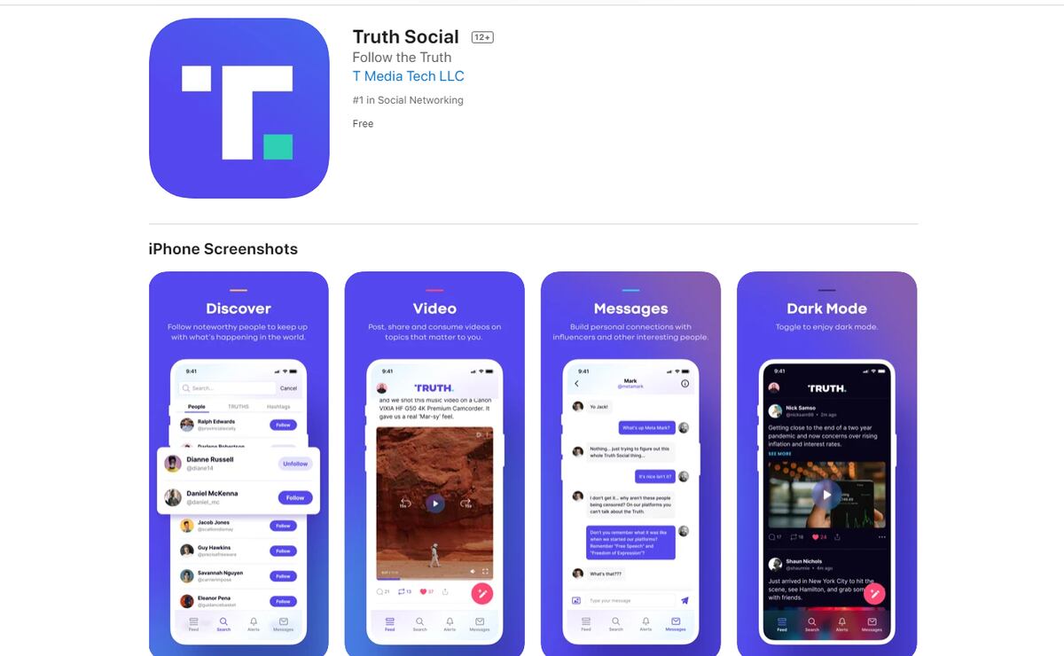 Truth Social, la red social de Donald Trump.