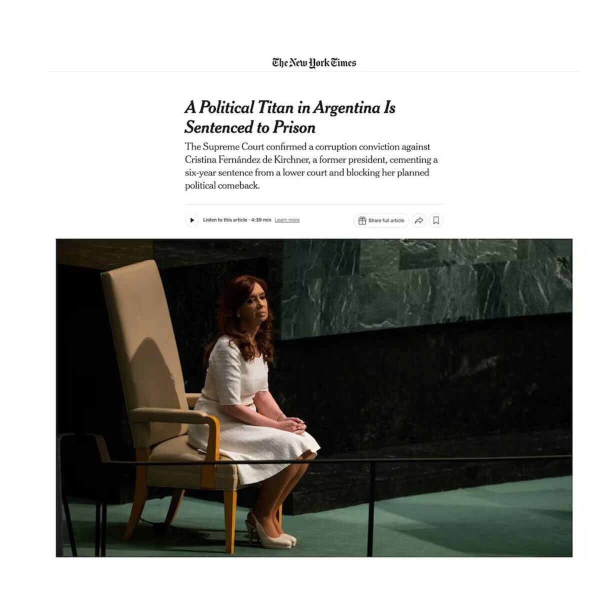 Condena firme contra Cristina Kirchner: la noticia en los diarios del mundo