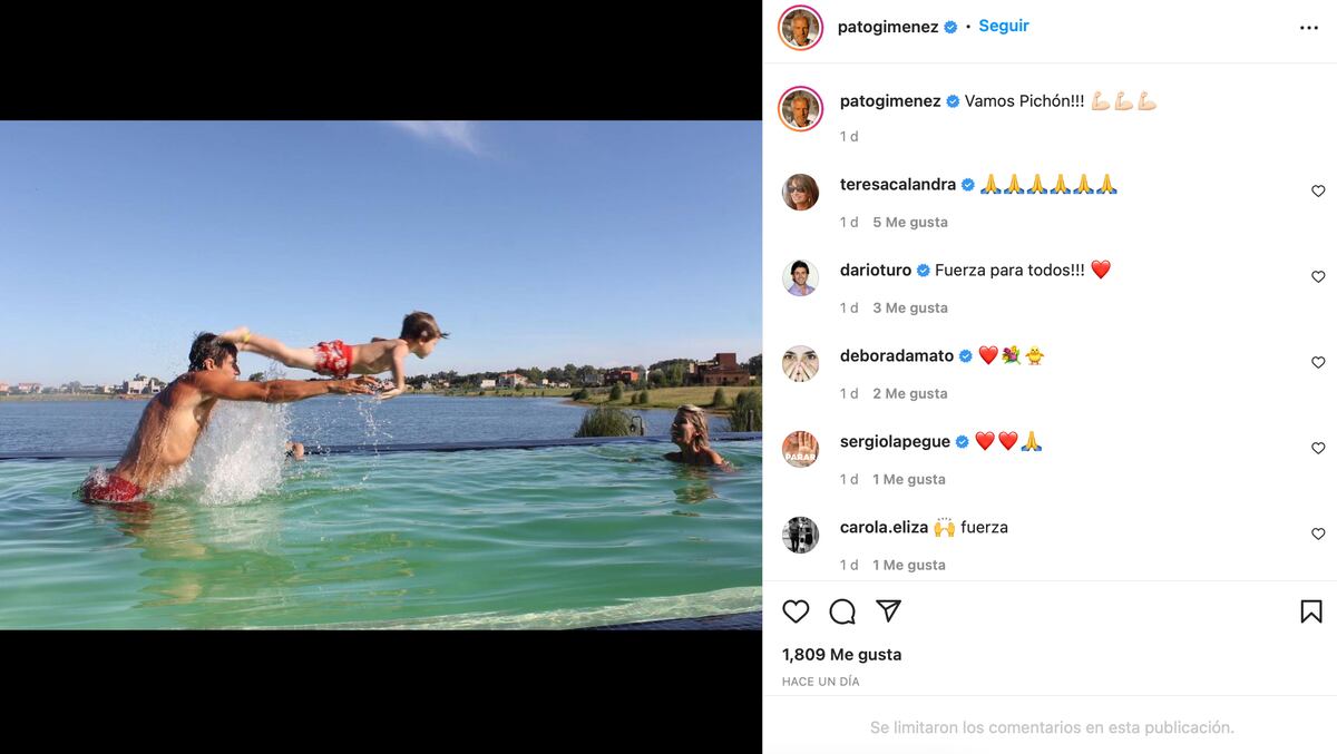 El posteo de Patricio Giménez en Instagram pidiendo por su sobrino Francisco.