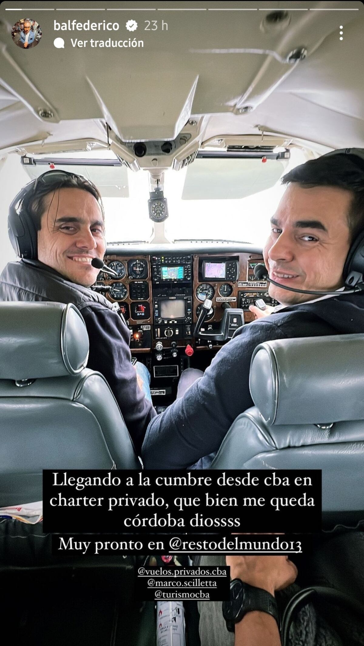 Fede Bal pasó por Córdoba y grabó algunos destinos turísticos para su programa, "Resto del Mundo" (Captura de pantalla)