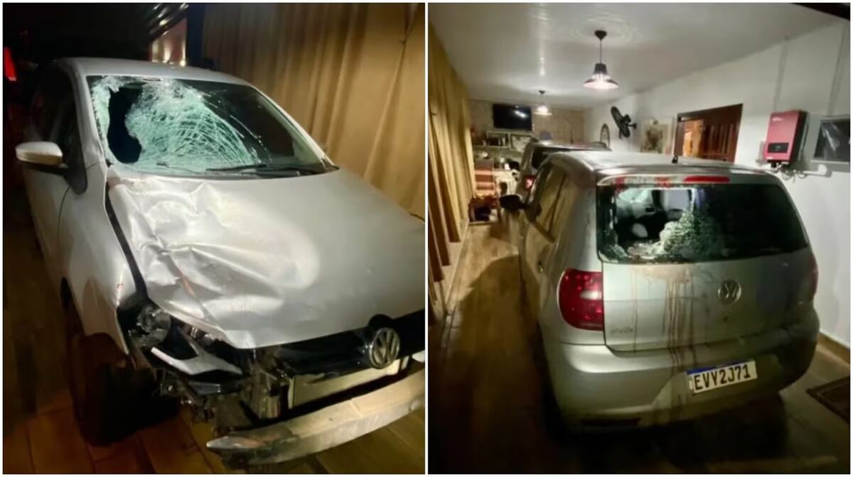 Así quedó el auto tras el choque en Brasil. (Foto: gentileza el Territorio).