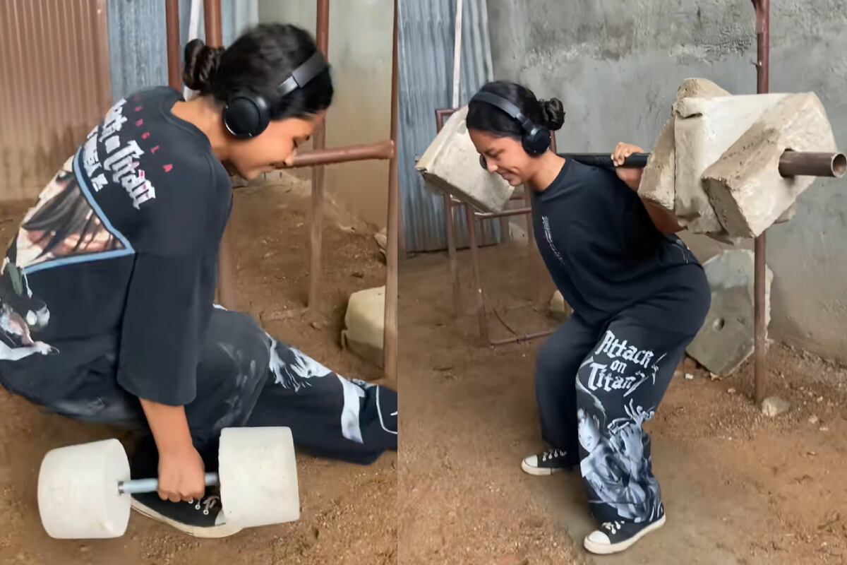 Una joven entrenó con ladrillos como pesas y su video se volvió viral