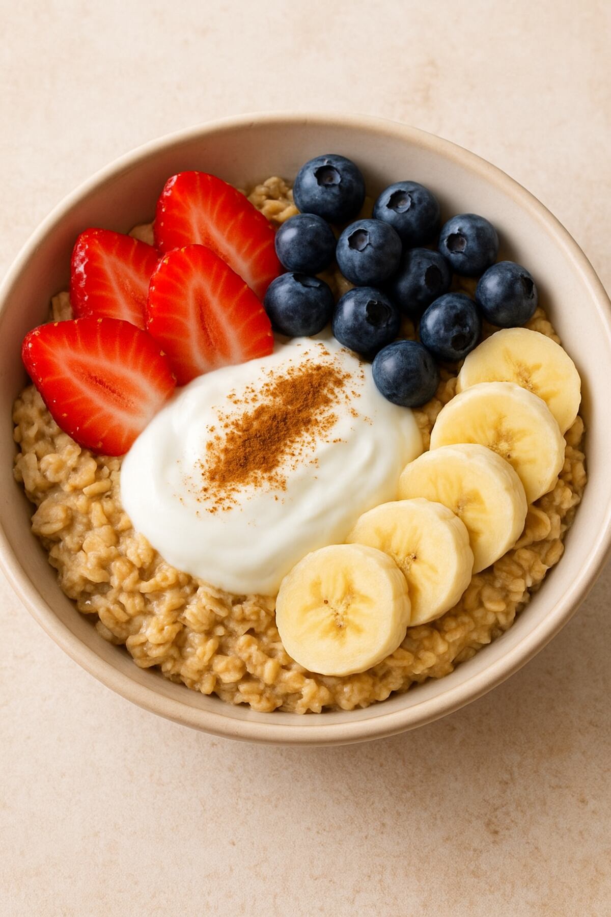 La avena con frutas y yogurt es una increíble opción de desayuno.