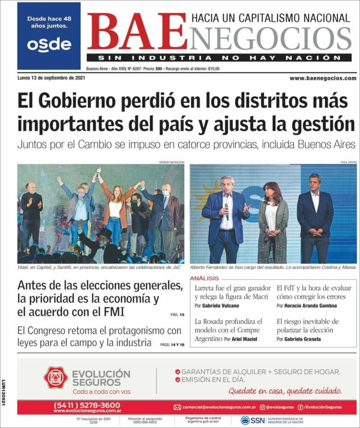 Tapas de los diarios de Argentina.