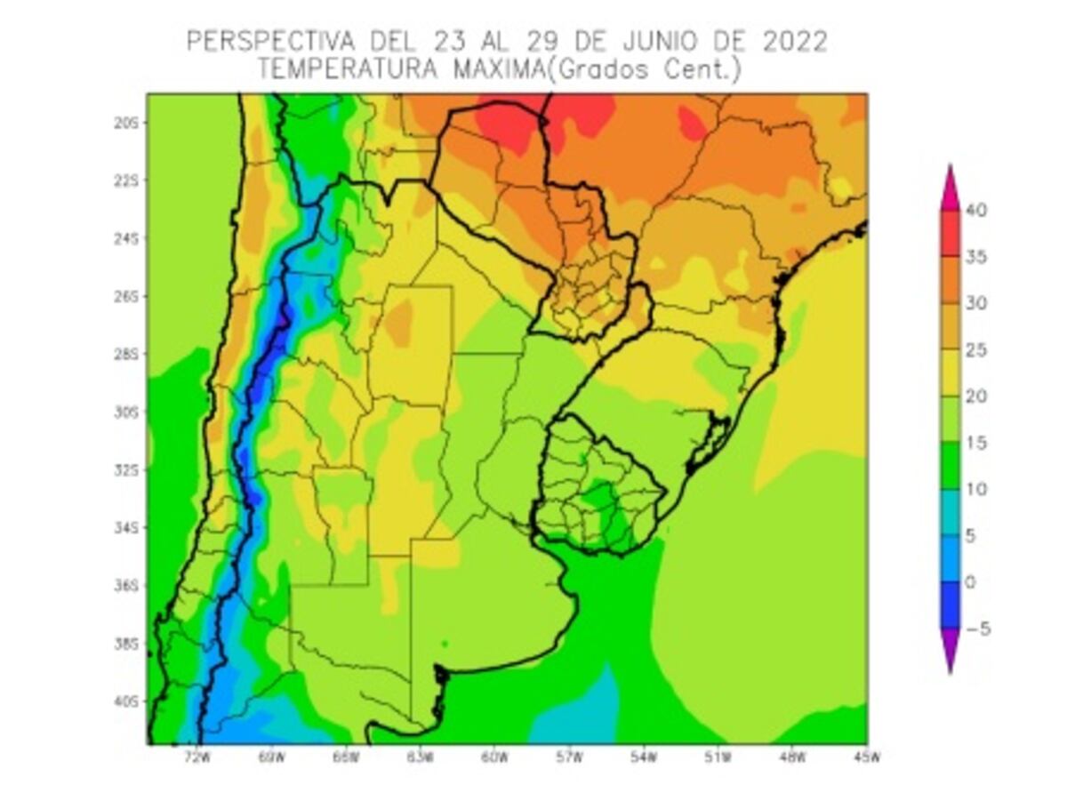 Mapa de temperaturas máximas