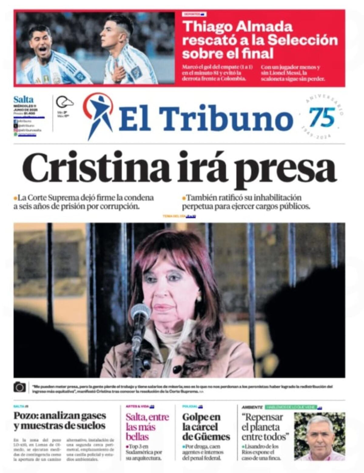 Las tapas de los diarios de Argentina sobre la condena a Cristina Kirchner.