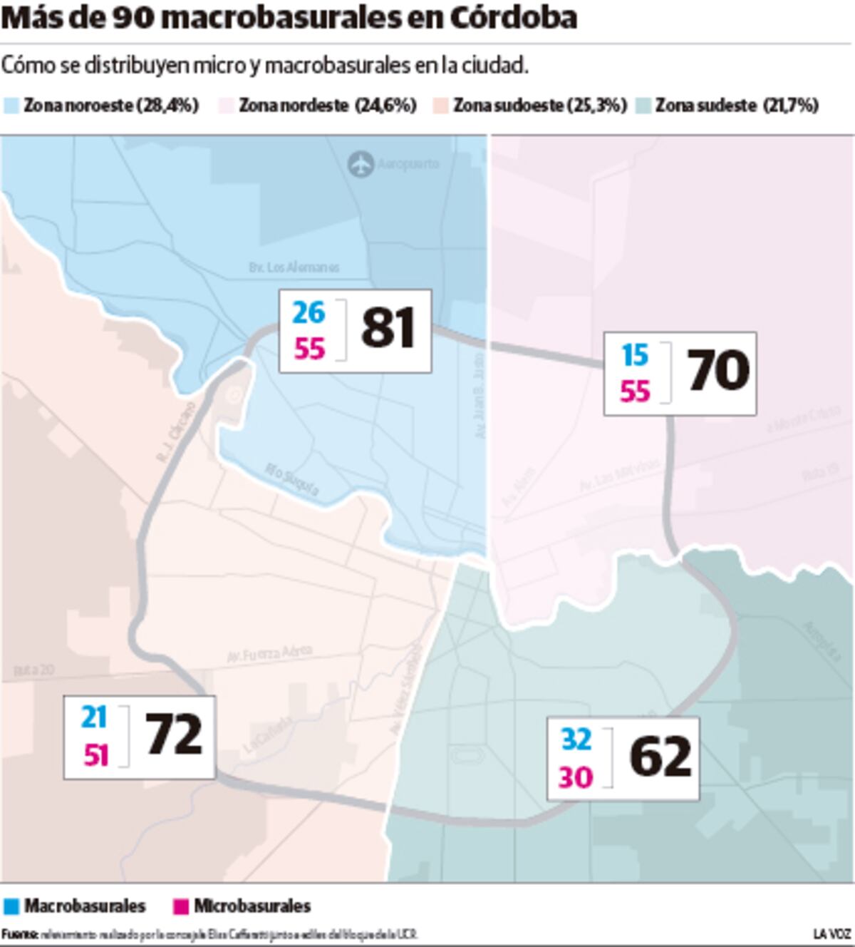 Córdoba registra más de 90 macrobasurales. (Infografía: Oscar Roldán)