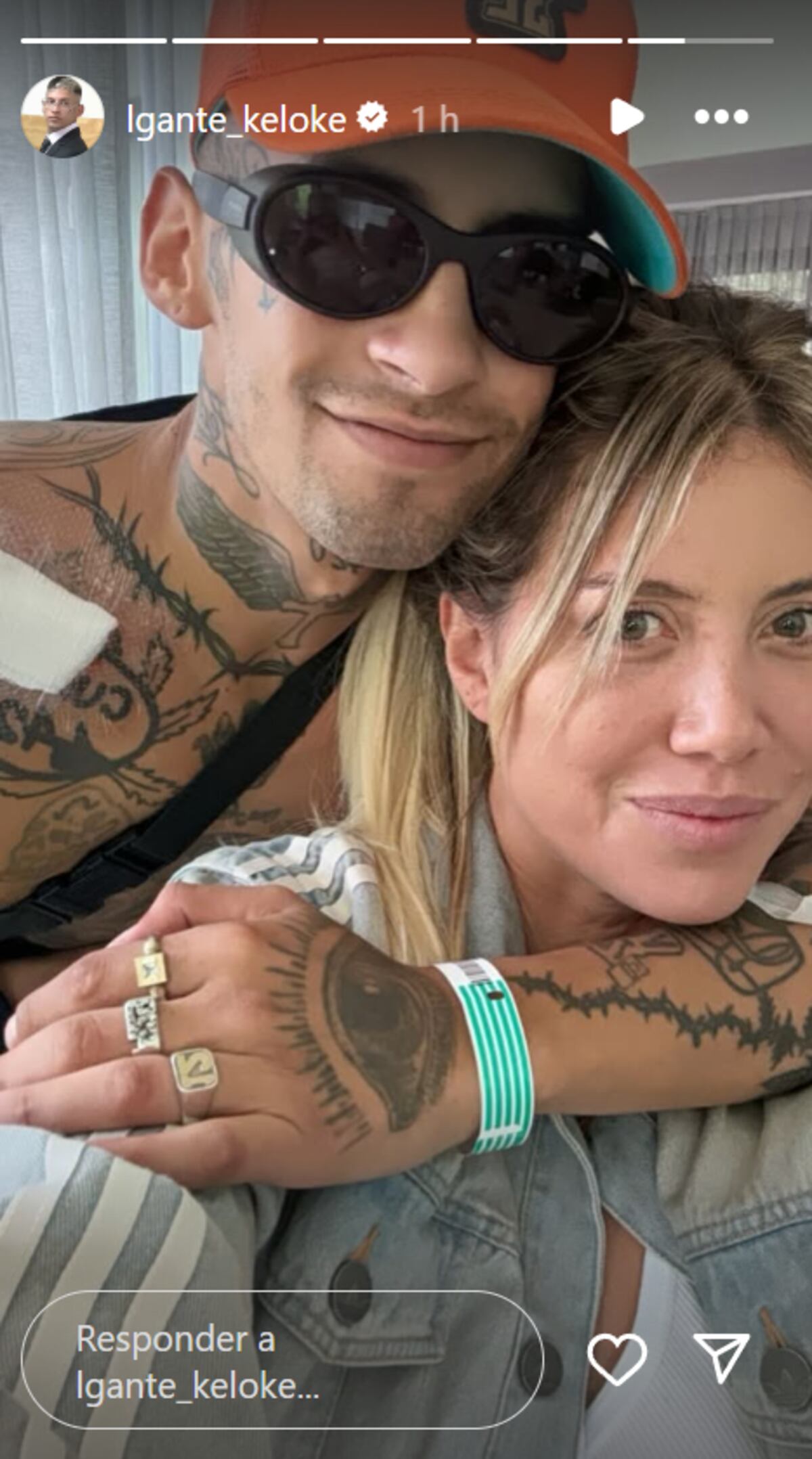 L-Gante y Wanda Nara tras la operación del músico. (Foto: Instagram L-Gante)
