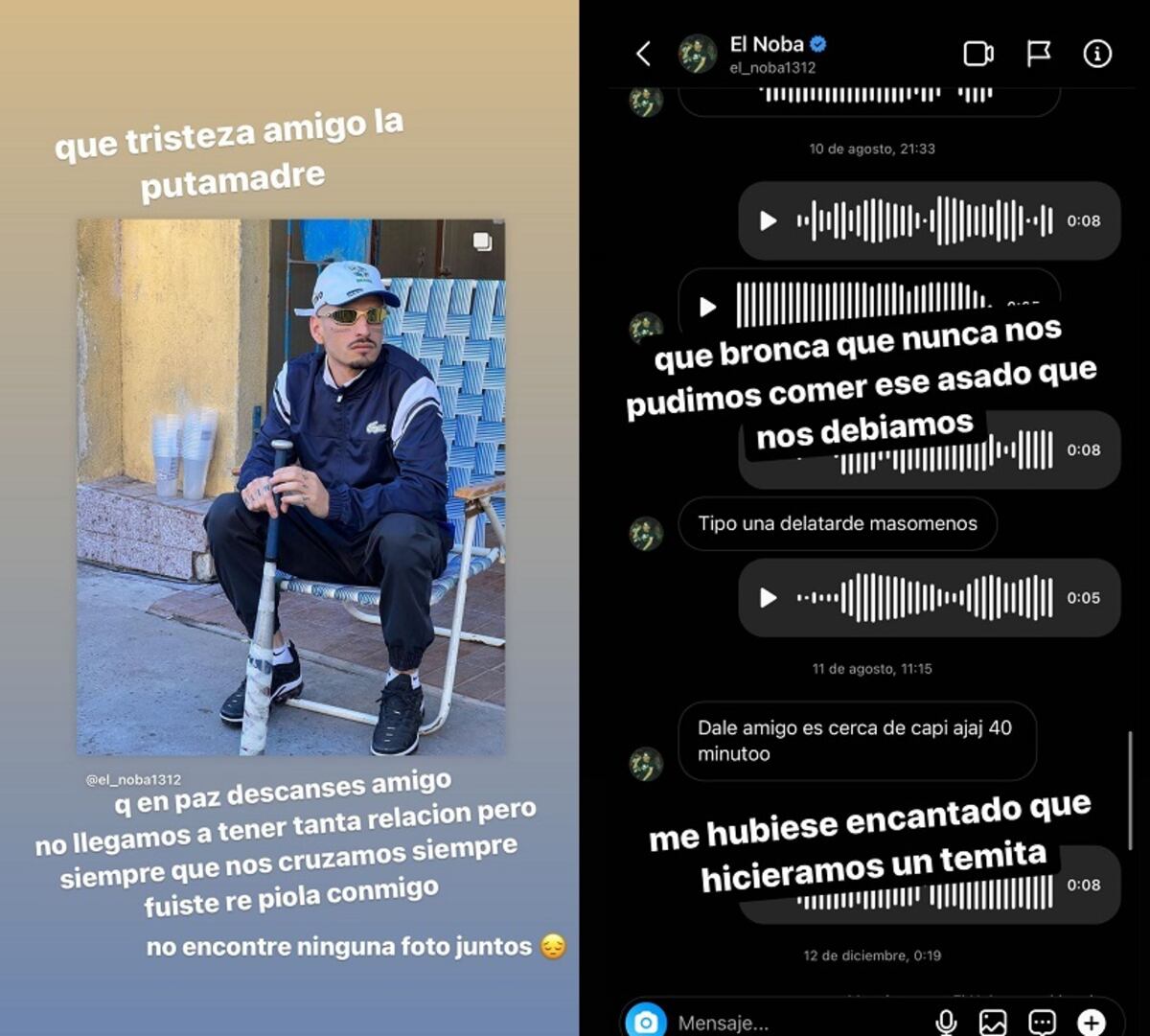 Dillom aseguró que le hubiera encantado compartir una canción junto a El Noba.