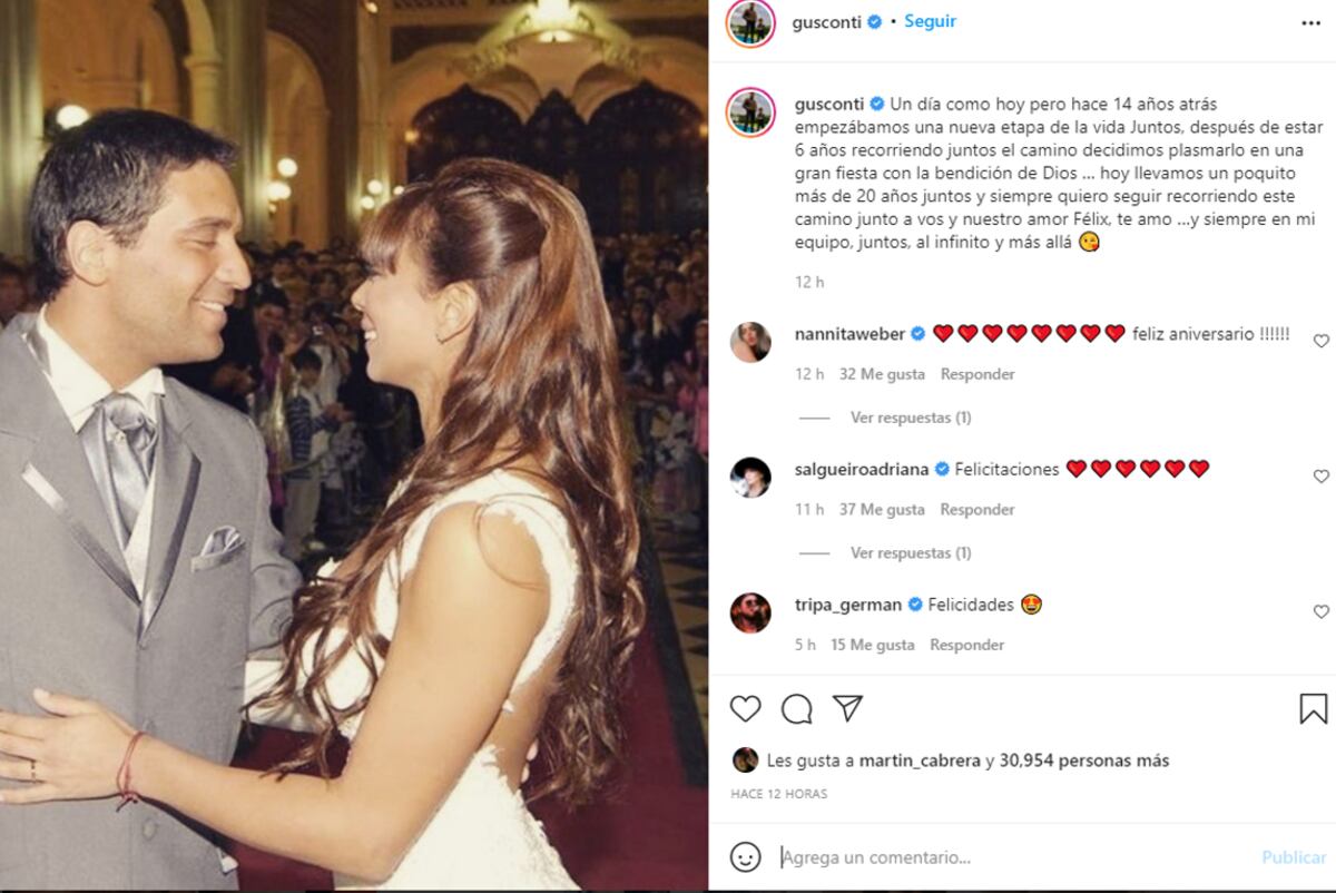 El casamiento de Gustavo Conti y Ximena Capristo. (Instagram)