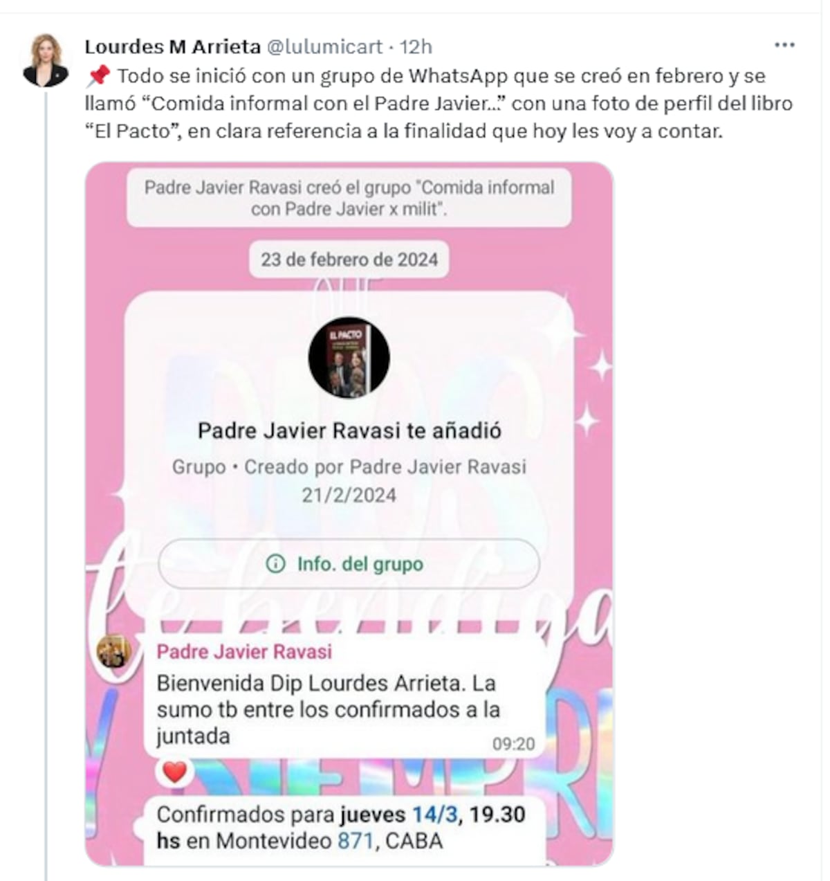 La diputada mendocina de LLA divulgó chats en los que se revelan conversaciones partidarias sobre la visita a genocidas. X