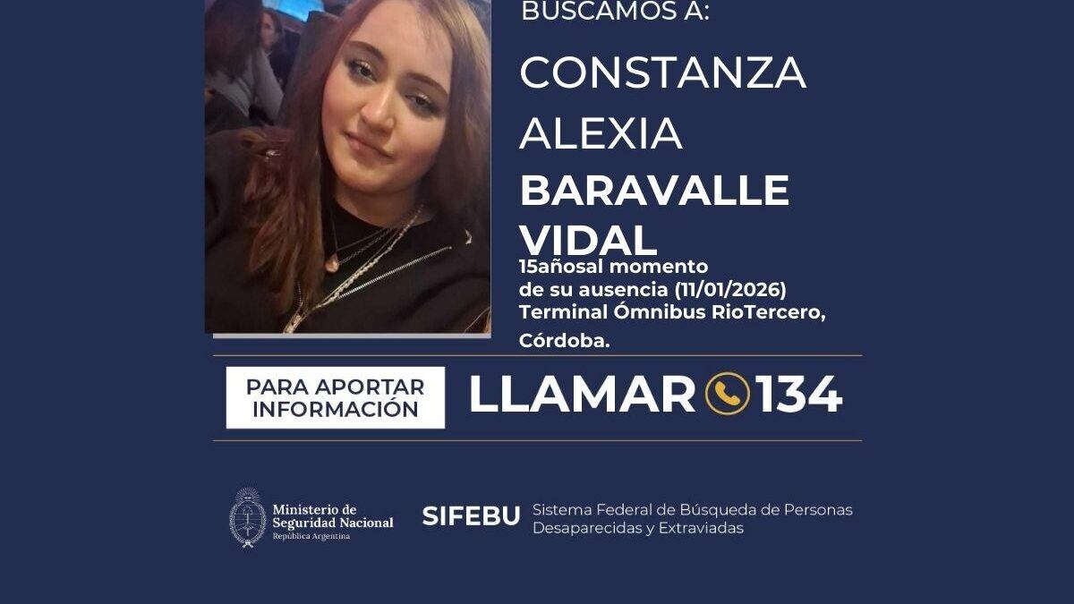 Buscan a Constanza Alexia Baravalle Vidal en Córdoba.